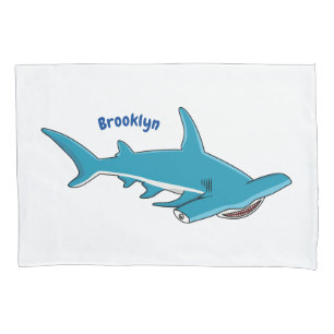 Hammerhead shark cartoon illustration pillow case
