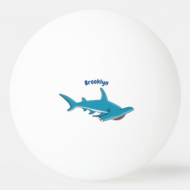 Hammerhead shark cartoon illustration  ping pong ball (Front)