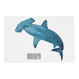 Hammerhead shark cartoon illustration placemat