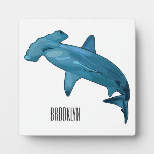 Hammerhead shark cartoon illustration plaque