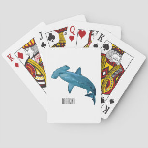 Hammerhead shark cartoon illustration poker cards