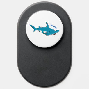 Hammerhead shark cartoon illustration PopSocket