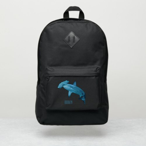 Hammerhead shark cartoon illustration port authority backpack