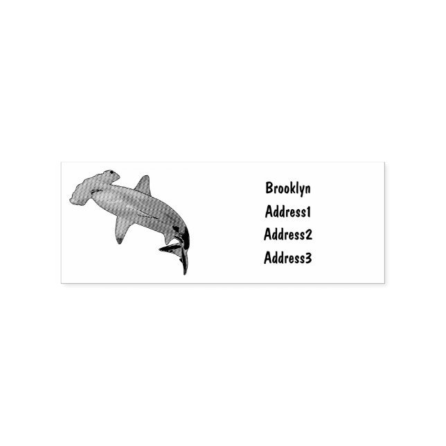 Hammerhead shark cartoon illustration rubber stamp (Imprint)