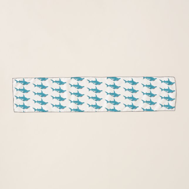 Hammerhead shark cartoon illustration scarf (Front (Horizontal))