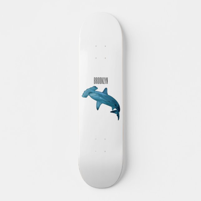 Hammerhead shark cartoon illustration skateboard (Front)