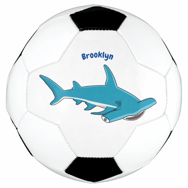 Hammerhead shark cartoon illustration soccer ball (Front)