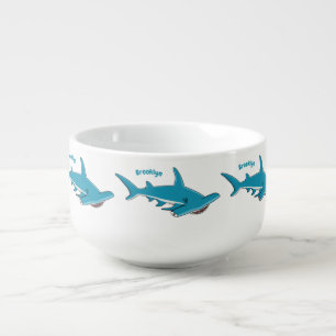 Hammerhead shark cartoon illustration soup mug