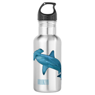 Hammerhead shark cartoon illustration stainless steel water bottle