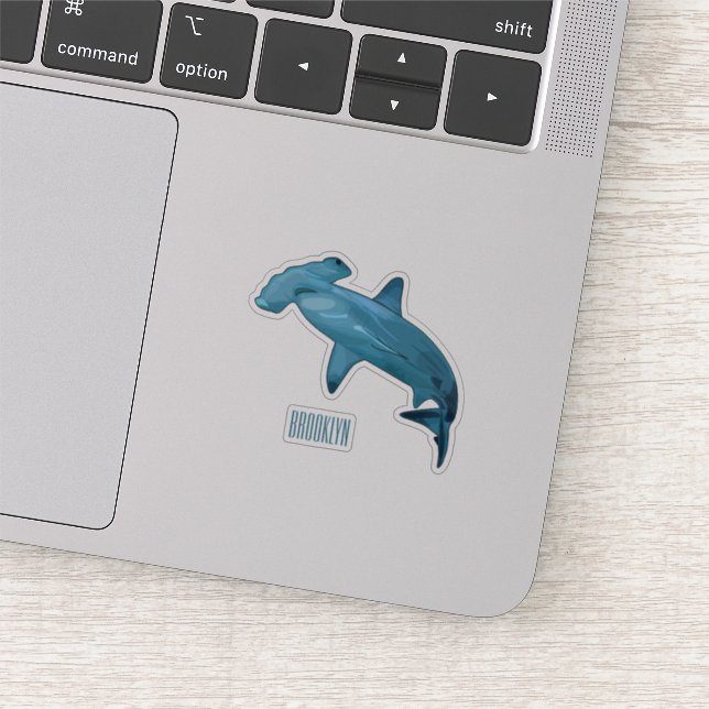 Hammerhead shark cartoon illustration sticker (Detail)