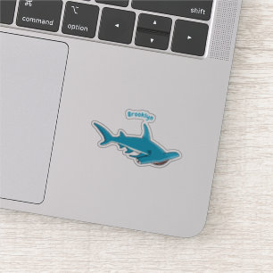 Hammerhead shark cartoon illustration sticker