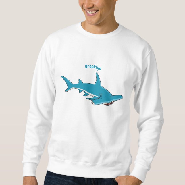 Hammerhead shark cartoon illustration sweatshirt (Front)