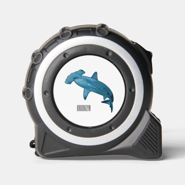 Hammerhead shark cartoon illustration tape measure (Front)