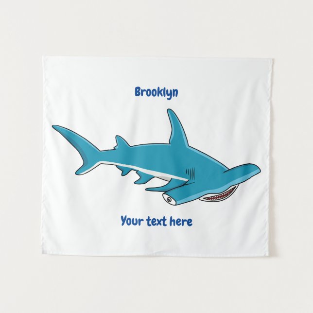 Hammerhead shark cartoon illustration tapestry (Front (Horizontal))