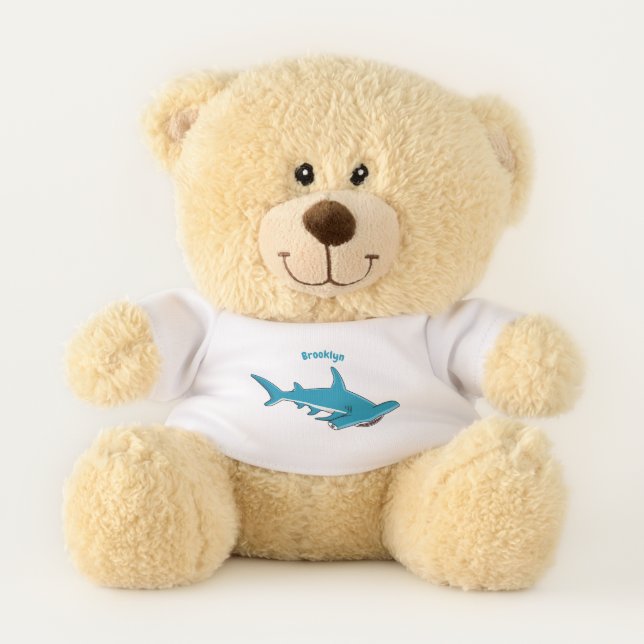 Hammerhead shark cartoon illustration teddy bear (Front)