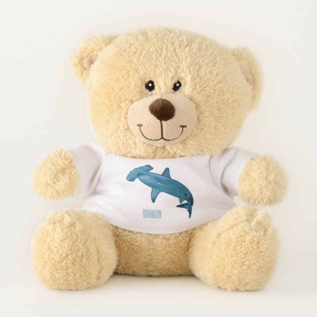 Hammerhead shark cartoon illustration teddy bear (Front)