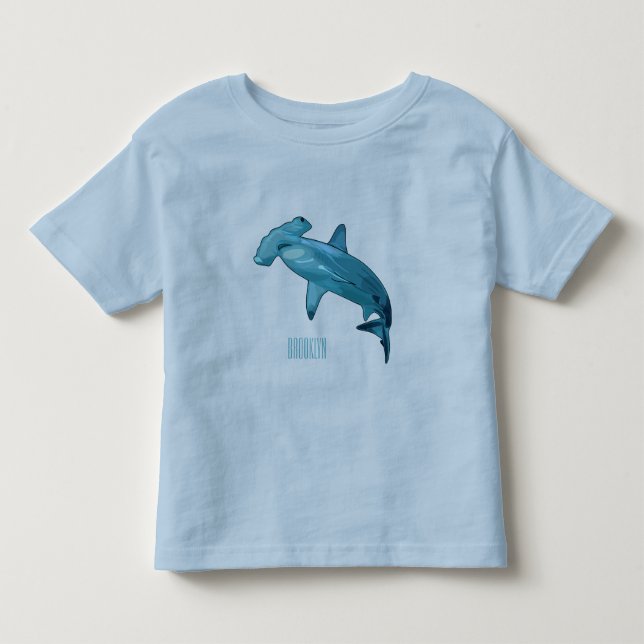 Hammerhead shark cartoon illustration toddler t-shirt (Front)