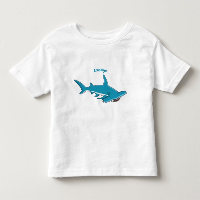 Hammerhead shark cartoon illustration toddler t-shirt (Front)
