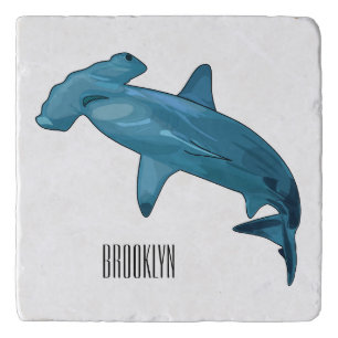 Hammerhead shark cartoon illustration trivet