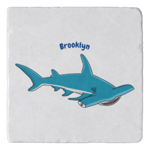 Hammerhead shark cartoon illustration  trivet