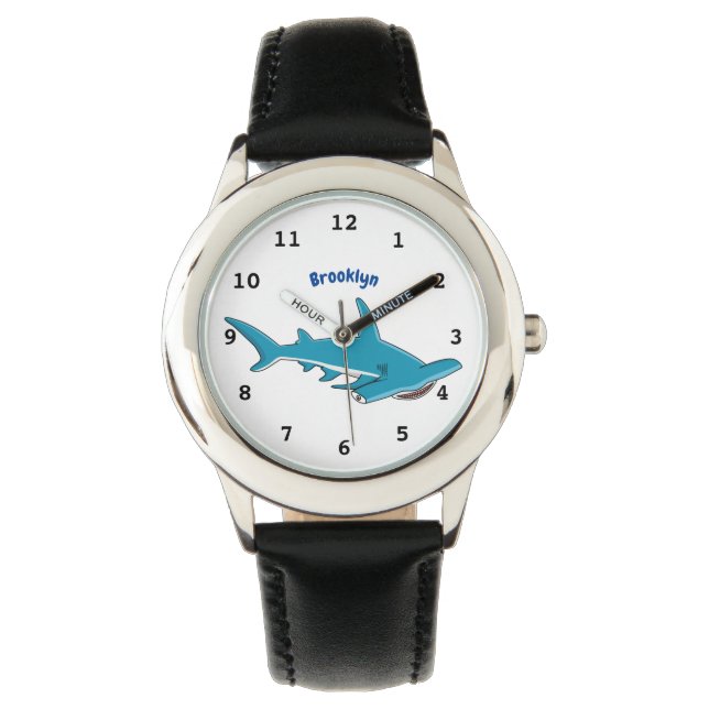 Hammerhead shark cartoon illustration  watch (Front)