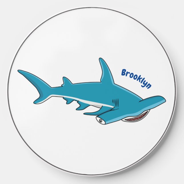 Hammerhead shark cartoon illustration  wireless charger  (Front)