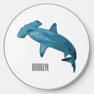 Hammerhead shark cartoon illustration wireless charger