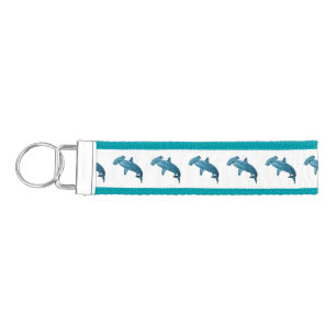 Hammerhead shark cartoon illustration wrist keychain