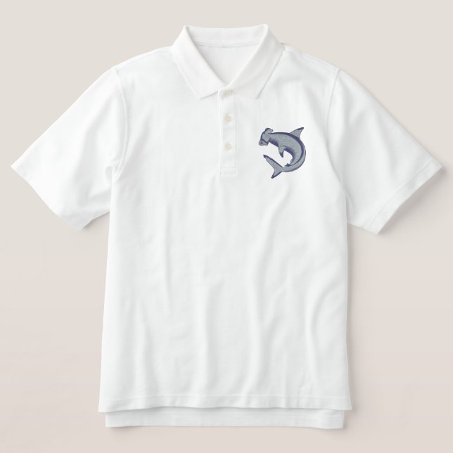Hammerhead Shark Embroidered Polo Shirt (Design Front)