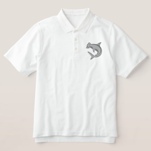 Hammerhead Shark Embroidered Polo Shirt