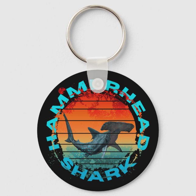 Hammerhead shark fishermen fishing lover gift  keychain (Front)