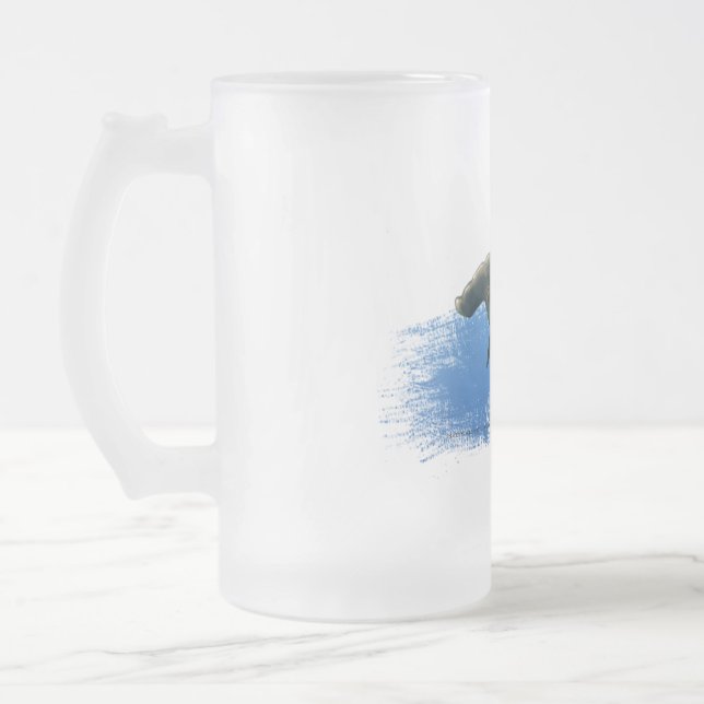 Hammerhead Shark frosted beer glass Mug (Left)