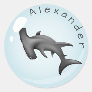 Hammerhead Shark in a Bubble Personalize Classic Round Sticker