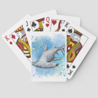 Hammerhead Shark in ocean on playing cards