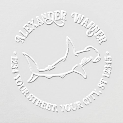 Hammerhead Shark Ocean Theme Name Return Address Embosser