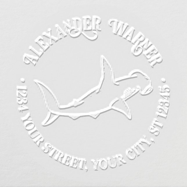 Hammerhead Shark Ocean Theme Name Return Address Embosser (Design)