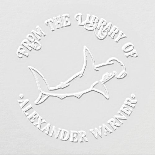 Hammerhead Shark Ocean Theme Round Library Book Embosser