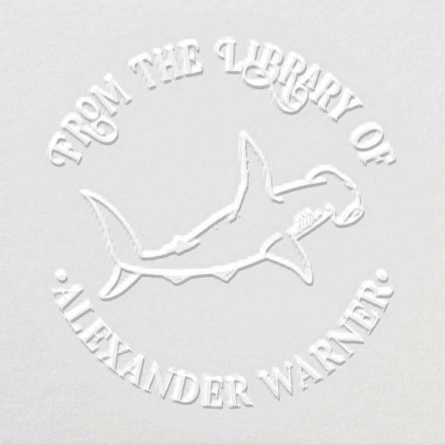 Hammerhead Shark Ocean Theme Round Library Book Embosser (Design)