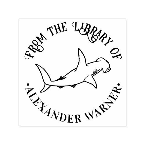Hammerhead Shark Ocean Theme Round Library Book Self_inking Stamp