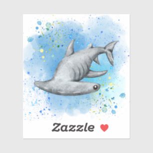 Hammerhead shark on 3" x 3" sticker