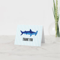 Hammerhead Shark Painting Blue Stripe Thank You 