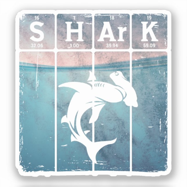 Hammerhead Shark Periodic Table Elements Chemistry Sticker (Front)