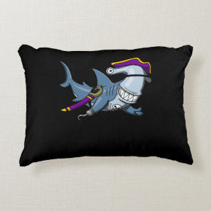 Hammerhead Shark Pirate Ocean Accent Pillow