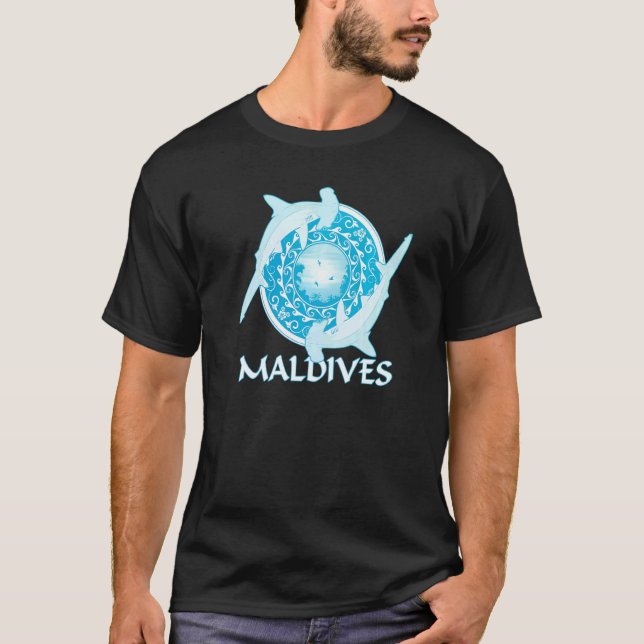 Hammerhead Shark Republic Of The Maldives Diving   T-Shirt (Front)