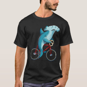 Hammerhead Shark Riding Bicycle Cute Biker gifts T-Shirt