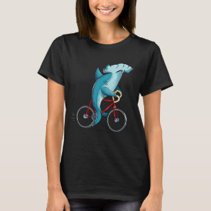Hammerhead Shark Riding Bicycle Cute Biker T-Shirt