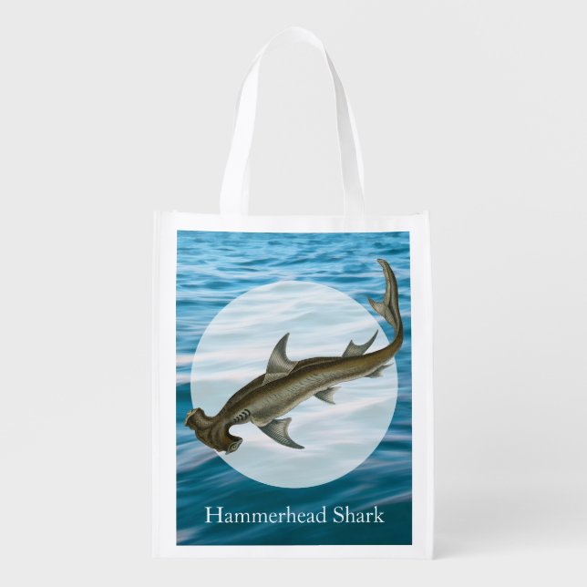 Hammerhead Shark Sea Life Grocery Bag (Front)