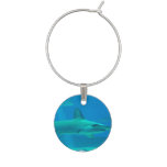 Hammerhead Shark Underwater Wine Glass Charm