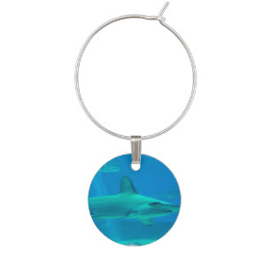 Hammerhead Shark Underwater Wine Glass Charm