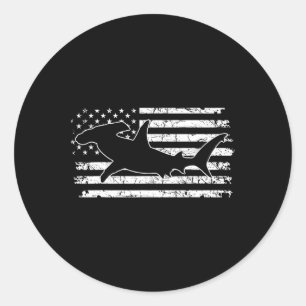 Hammerhead Shark Us Flag Independence Day Classic Round Sticker